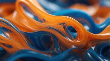 Vibrant Liquid Swirls A mesmerizing abstract image capturing the dynamic flow of vibrant liquid swirls in blue and orange. photo