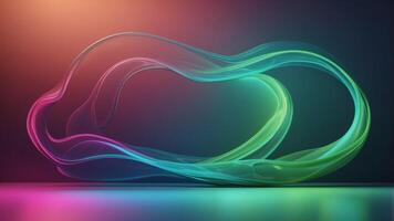 Wavy neon frame with a smooth gradient from turquoise to lime green. photo