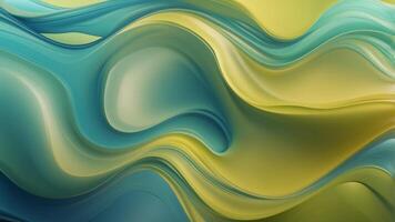 Wavy neon frame with a smooth gradient from turquoise to lime green. photo