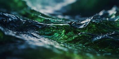 Abstract waves of green and blue hues in a fluid design. photo