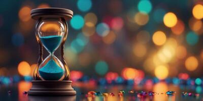 Colorful abstract background with hourglass in the center. photo