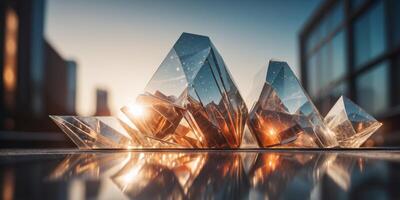 Futuristic Abstract Glass Architecture with Dynamic Layers and Sharp Reflections. photo