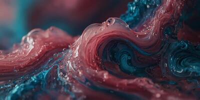 Mesmerizing swirls of pink and blue in abstract fluid art. photo