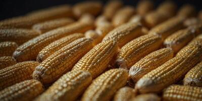 A close-up view of a large number of corn kernels. photo