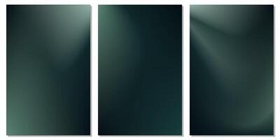 Dark green color gradient grainy background collection vector
