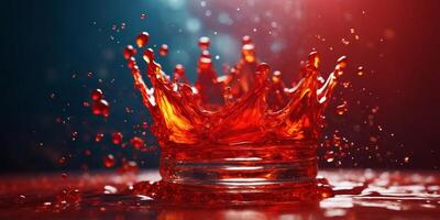 Red liquid splash creating a crown-like shape. photo