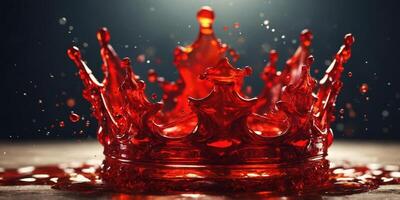 Red liquid splash creating a crown-like shape. photo
