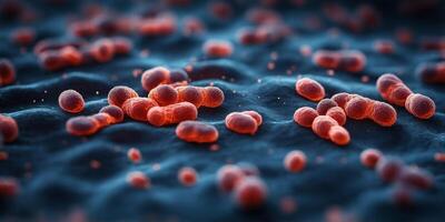 Electron micrograph image of Escherichia Coli bacteria. photo