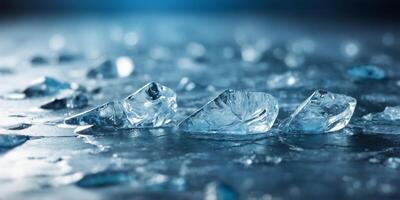 abstract ice background blue background with cracks on the ice surface. photo