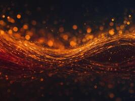 Abstract wave of orange and red hues with a starry background. photo