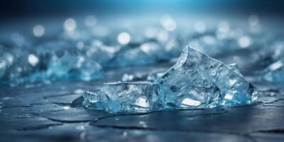 abstract ice background blue background with cracks on the ice surface. photo