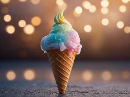 an ice cream cone made entirely out of ice. photo