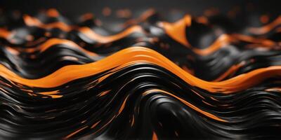 abstract wavy background in black and orange colors. photo