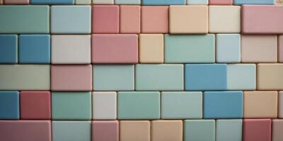 Wall with rectangular pastel colored tiles. photo