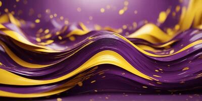 Abstract background with violet and yellow wave like curved shapes. photo