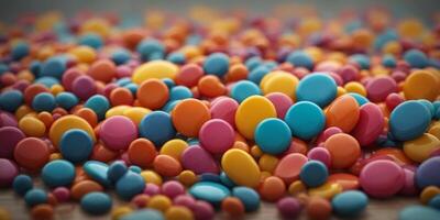 Variously colored speech bubbles in different sizes and shapes. photo