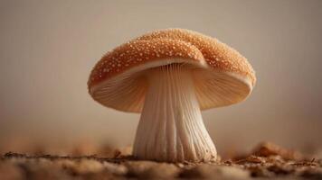 minimalist mushroom using gills close up over a beige background. photo