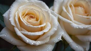 Close-up of a white rose with soft focus on its petal center. photo