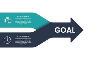 Infographic on balancing time and money to achieve to goals. Business presentation, Balance and Planning. vector
