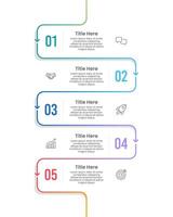 5 Business Process Data. Vertical Infographic Design Templates. Business Presentation, Report, Timeline, Planning, Marketing and Information. vector