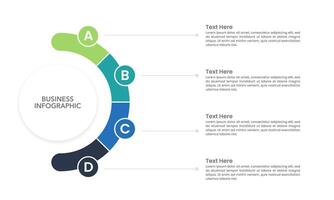 4 Steps or Option. Infographic semi circle design template to success. Diagram, Annual report, Quarter, Banner, Business presentation and Organization. vector