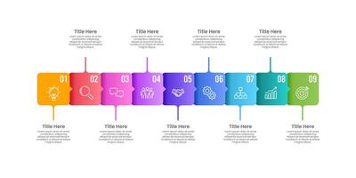 9 milestone of company. Business visualization timeline infographic design template. Business presentation, Marketing, Planning and Annual report. vector