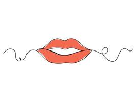 Lips continuous one line drawing isolated illustration. vector