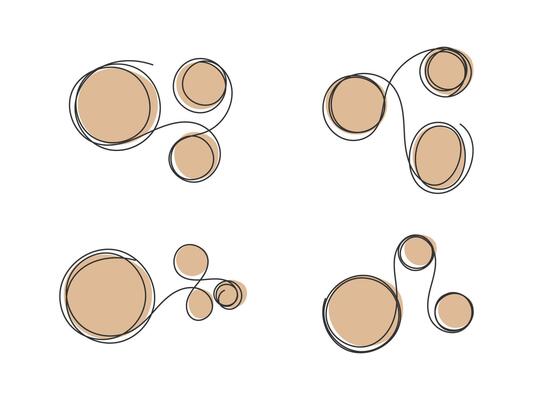 Abstract circle line shape hand drawn isolated illustration.