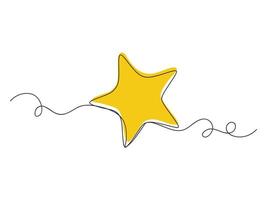 Star continuous one line drawing isolated illustration. vector