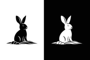 Silhouette of a rabbit isolated on white black background. Rabbit logo illustration. vector