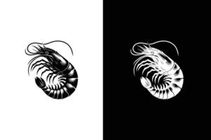 Shrimp icon silhouette illustration. Shrimp Icon black white background. vector