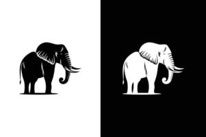 Elephant icon silhouette illustration. Elephant flat icon black white background. vector