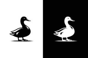 Duck icon . Duck Icon silhouette on Black and White Background vector