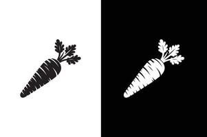 Carrot Icon silhouette on Black and White Background. Carrot Icon Flat Graphic Design vector