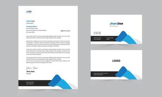 Modern Creative Blue A4 Size Letterhead and Business Card design template branding vector