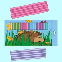 image of back to school art supplies with a hedgehog illustration, featuring colorful modeling clay in a playful, educational design. Plasticine vector