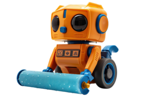 Robot Toy Lint Roller On Transparent Background. png