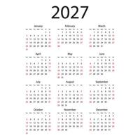 Calendar 2027 year icon in flat style. Planner illustration on isolated background. Calender sign business concept. vector