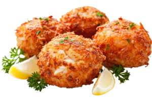 Fried Crab Cakes On Transparent Background. png