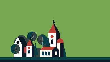 Italian architecture old building flat design background vector