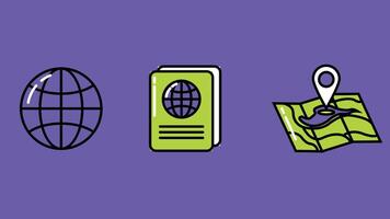 Travel icons due color maps and document illustration vector