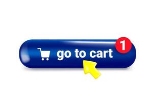 Go to cart button with cursor arrow. 3d illustration isolated on white background vector