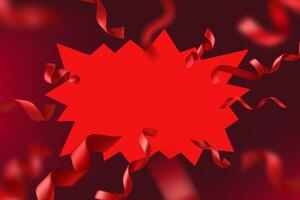 Red flash frame with ribbons. 3d illustration vector