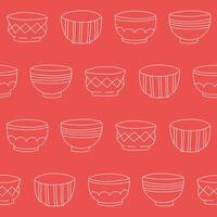 Outline Collection of Bowl Seamless Pattern illustration Design vector