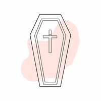 Minimalist illustration of a coffin with a cross.. vector