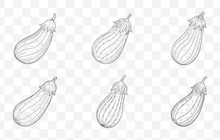 Print Eggplant Vegetable Line Art Set Detailed and Versatile Illustrations of Eggplant in Various Styles vector