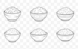 Print Traditional Sticky Rice Art Set with Detailed Illustrations of Sticky Rice Dishes and Elements vector