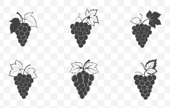 impresión uva línea Arte conjunto para ilustraciones y diseño alto calidad mano dibujado uvas Arte gráficos vector