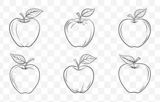 Print Comprehensive Apple Line Art Set with Detailed Illustrations for Design and Creative Projects vector