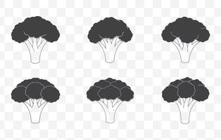 Print Broccoli Line Art Set Detailed Illustrations of Broccoli Florets and Stalks in Minimalist Black and White Style vector